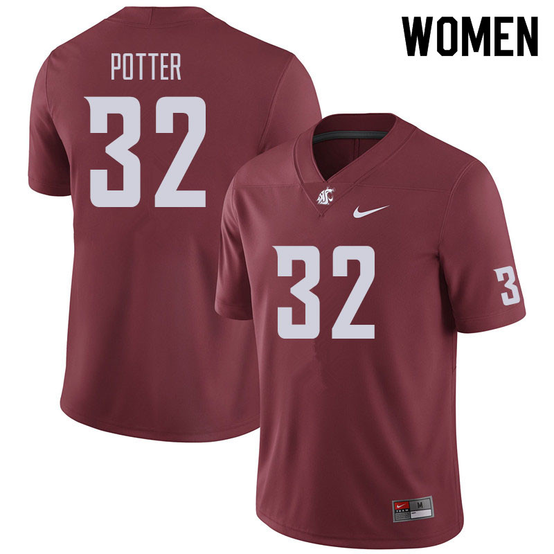 Women #32 Braeden Potter Washington State Cougars Football Jerseys Sale-Crimson - Click Image to Close
